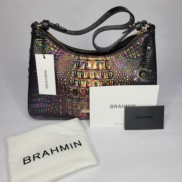 BRAHMIN Esme Black Pearl Ombre Melbourne Shoulder Bag Purse Hologram NWT - Picture 13 of 13